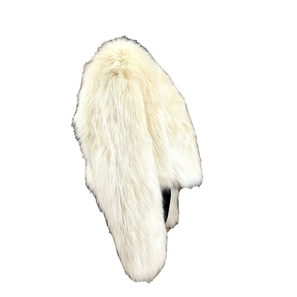 AKIRA Chicago Red Label Faux Fur Jacket Open Front Fully Lined Ivory Women Sz L. - Picture 4 of 5